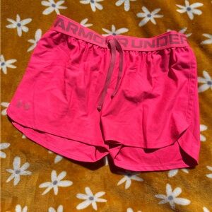 Under Armour Play Up Solid Shorts Neon Pink YOUTH Large Athletic Shorts Summer